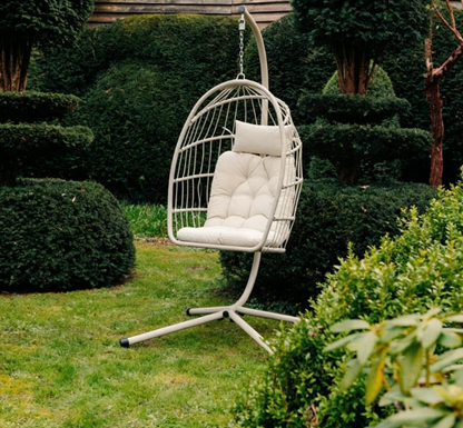 2-Person Outdoor Egg Chair with Stand – Heavy Duty 4-Leg Base, Waterproof Cushion (Limited Deal)