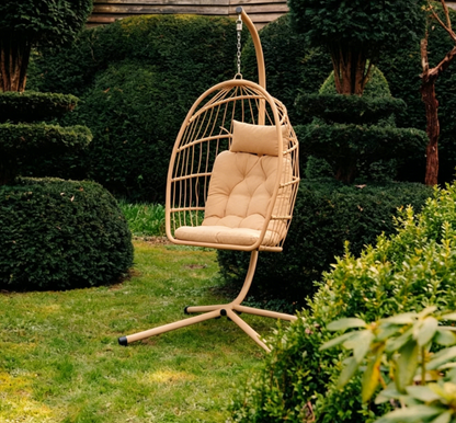 2-Person Outdoor Egg Chair with Stand – Heavy Duty 4-Leg Base, Waterproof Cushion (Limited Deal)
