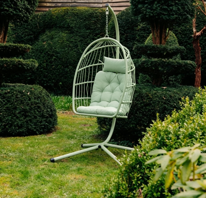 2-Person Outdoor Egg Chair with Stand – Heavy Duty 4-Leg Base, Waterproof Cushion (Limited Deal)