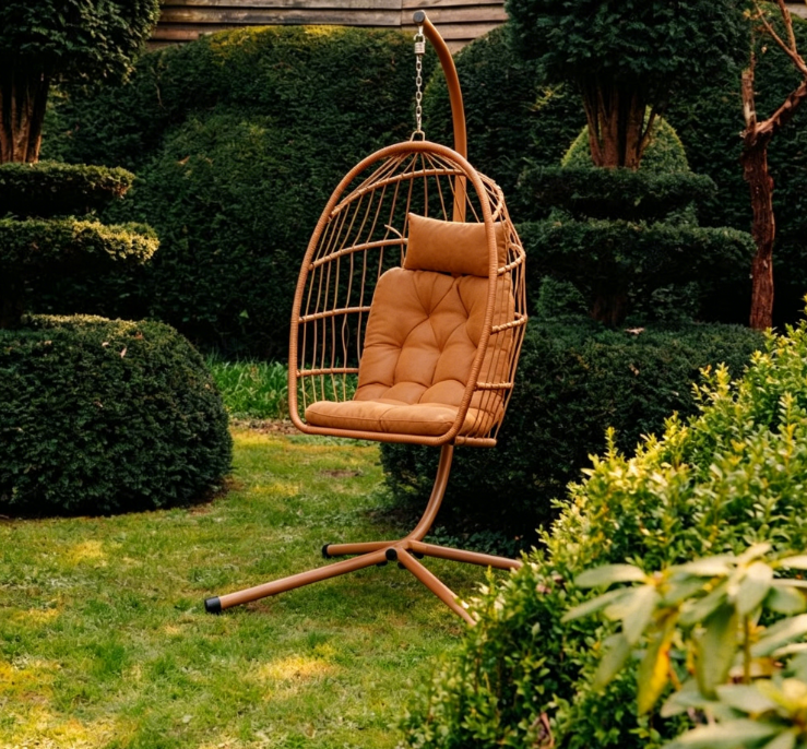 2-Person Outdoor Egg Chair with Stand – Heavy Duty 4-Leg Base, Waterproof Cushion (Limited Deal)